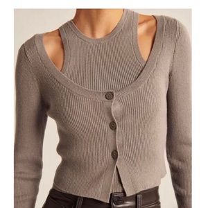 Sweater Tank and Cardigan Set in Taupe